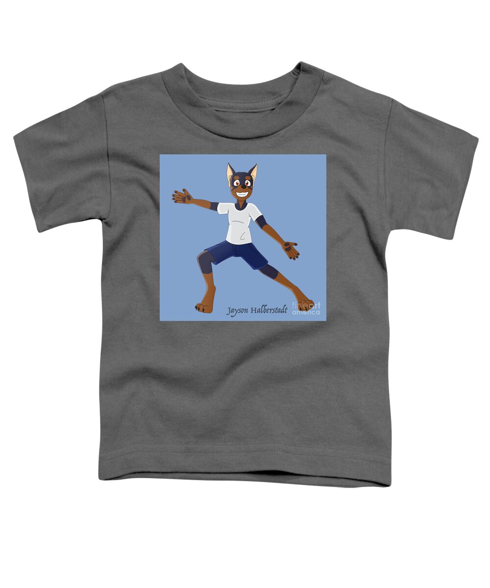 Dog Toddler T-Shirt featuring the digital art Dancing Doberman by Jayson Halberstadt