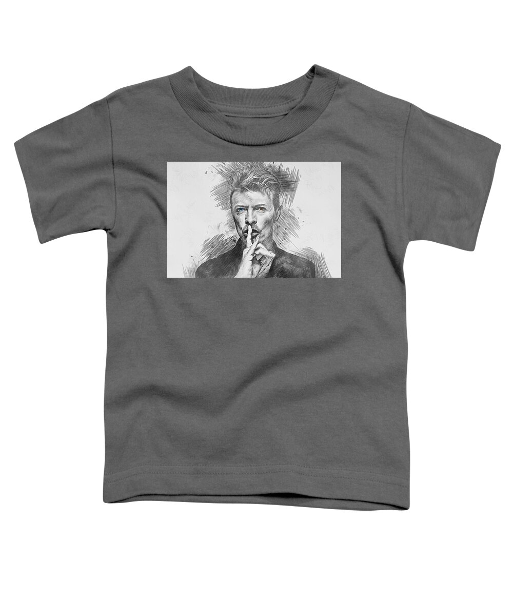 Wall Art Toddler T-Shirt featuring the drawing David Bowie. by Ian Mitchell
