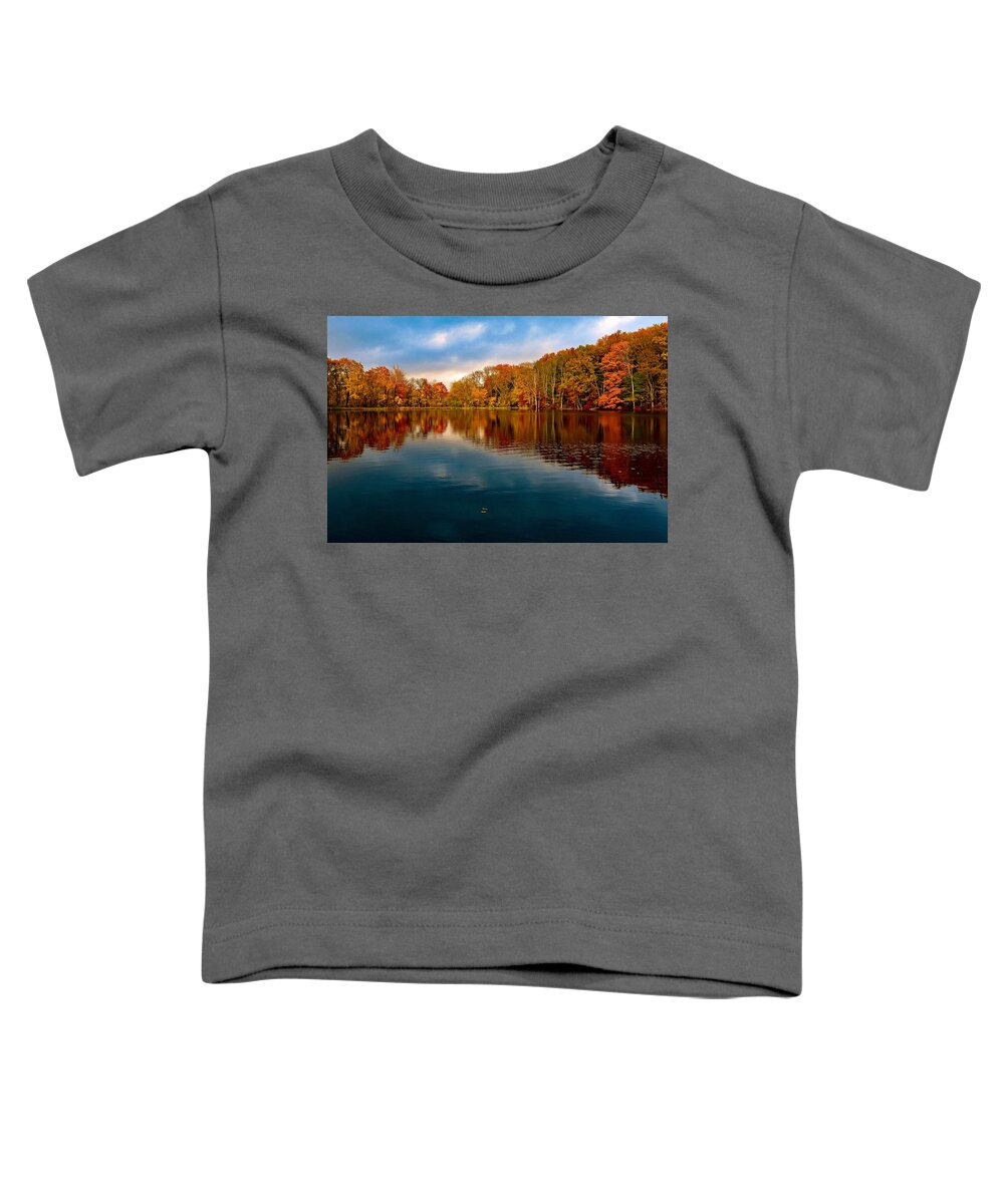 Landscape Toddler T-Shirt featuring the photograph Dean Park Pond by Monika Salvan