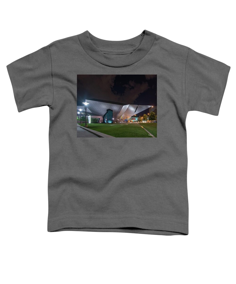 Denver Toddler T-Shirt featuring the photograph Denver Art at Night by Tim Kathka