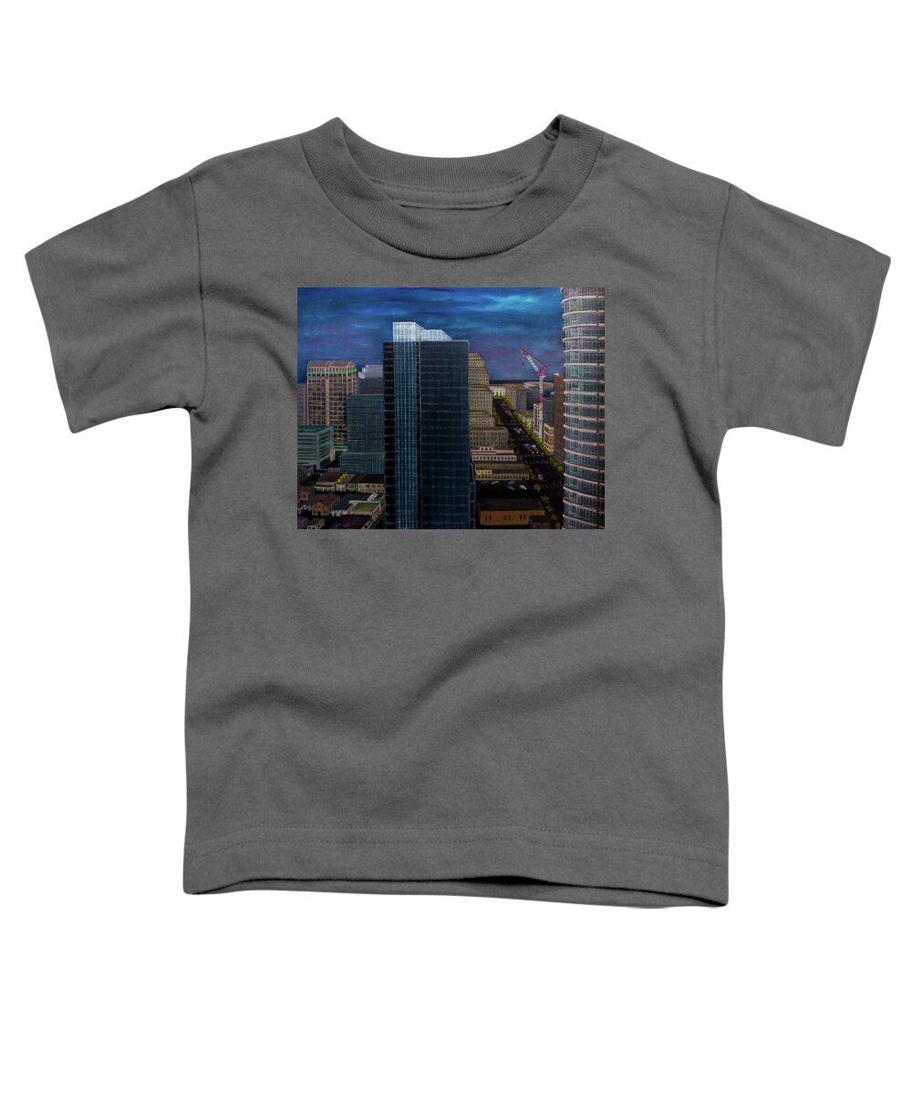Austin Toddler T-Shirt featuring the painting Discordant Chords by Renee Logan