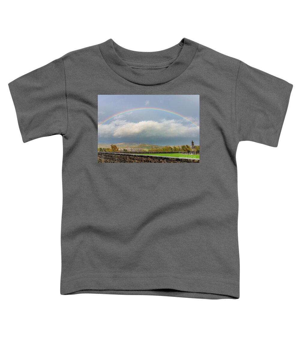 Scotland Toddler T-Shirt featuring the photograph Double Rainbow Over Stirling by Elizabeth Dow