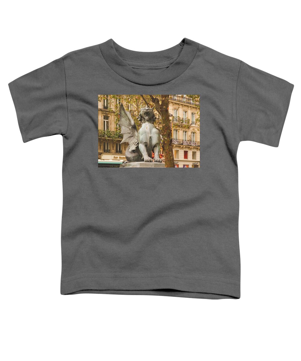 Boulevard St. Michel Toddler T-Shirt featuring the photograph Dragon on the Boulevard by Mick Burkey
