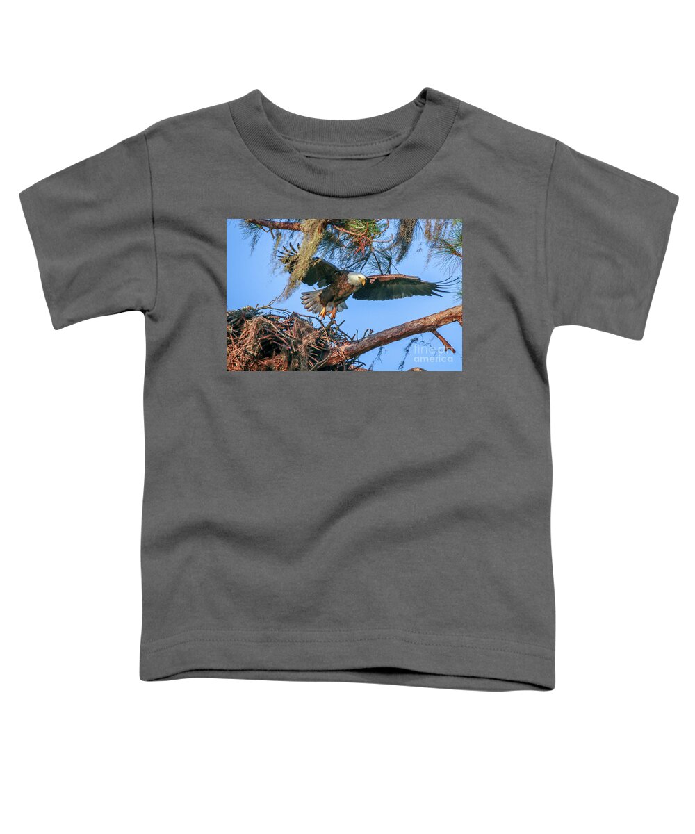 Eagle Toddler T-Shirt featuring the photograph Eagle Launch by Tom Claud
