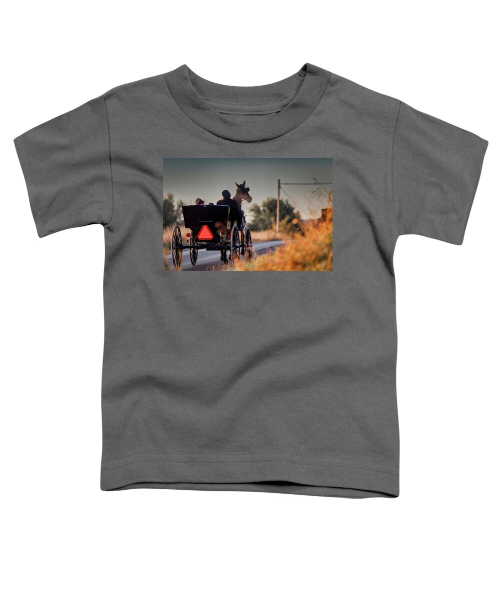 Amish Toddler T-Shirt featuring the photograph Early Moring by Norman Peay