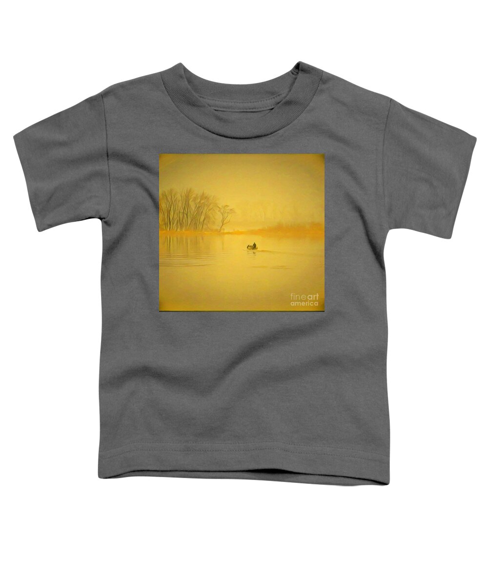 Mississippi River Toddler T-Shirt featuring the painting Early Morning Fisherman by Marilyn Smith