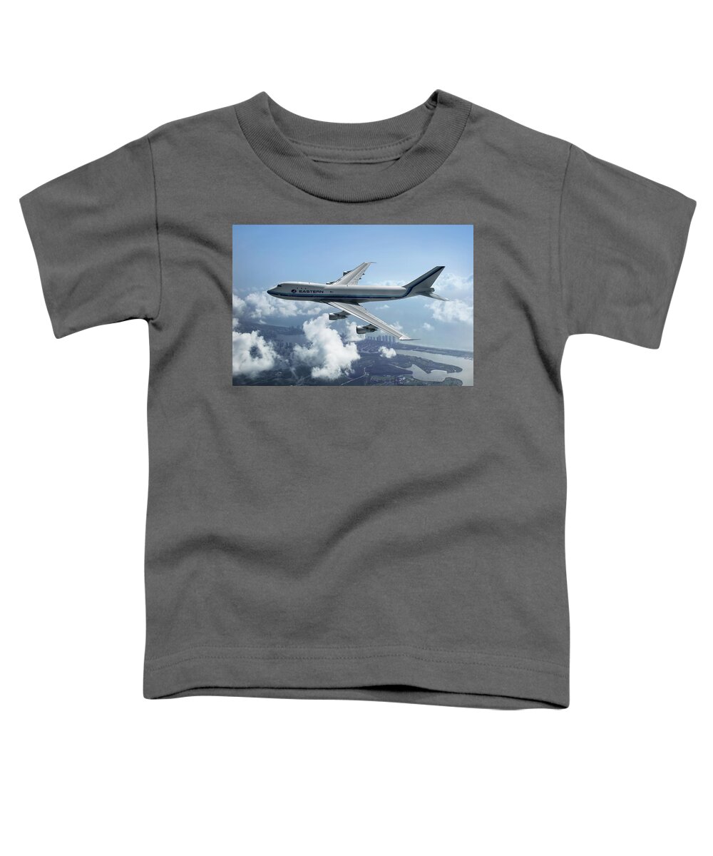 Eastern Airlines Toddler T-Shirt featuring the digital art Eastern Airlines Boeing 747 by Erik Simonsen