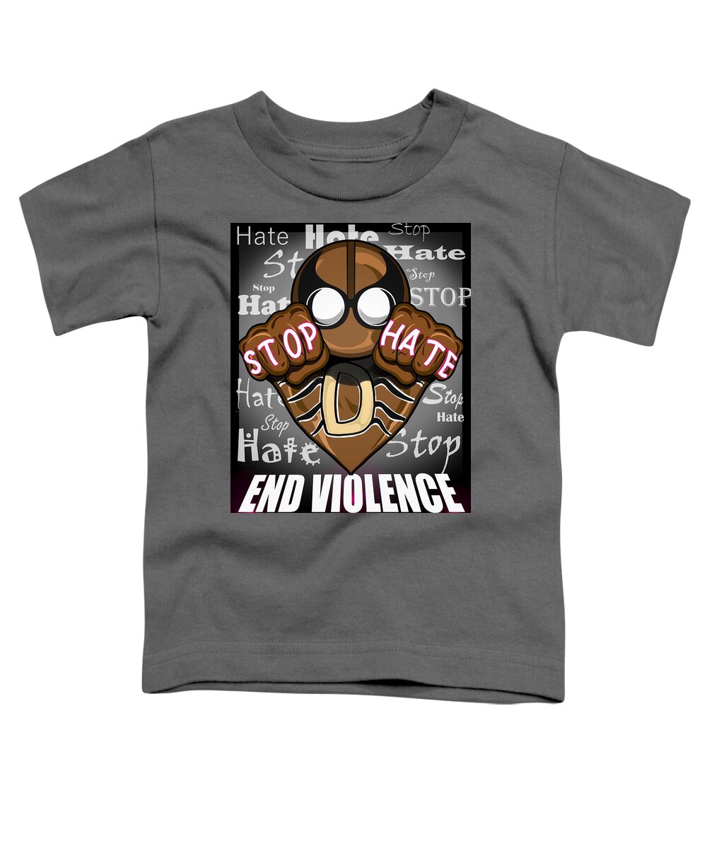 Brown Toddler T-Shirt featuring the digital art End VIOLENCE by Demitrius Motion Bullock