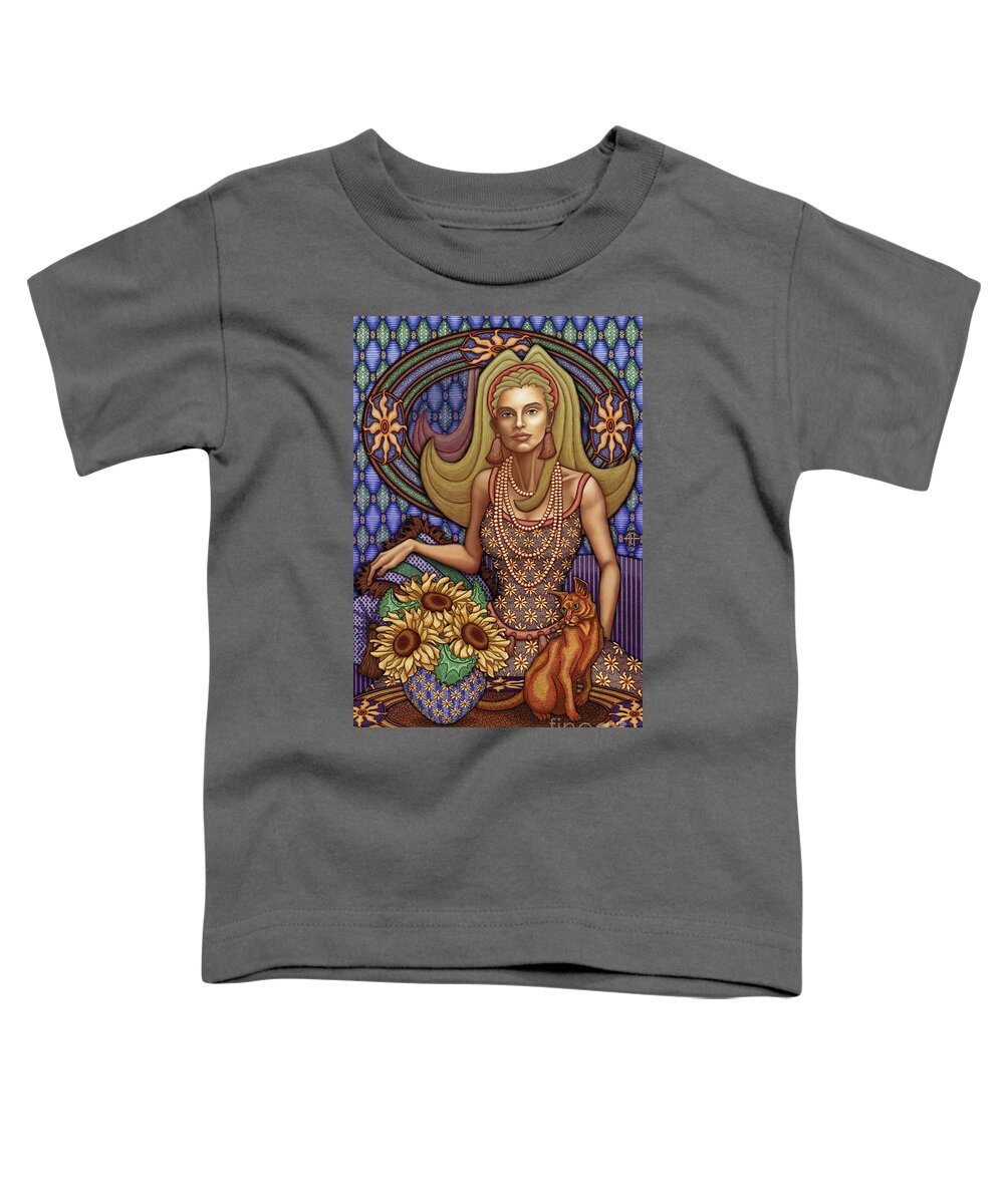 Cat Lady Toddler T-Shirt featuring the painting Exalted Beauty Peyton by Amy E Fraser