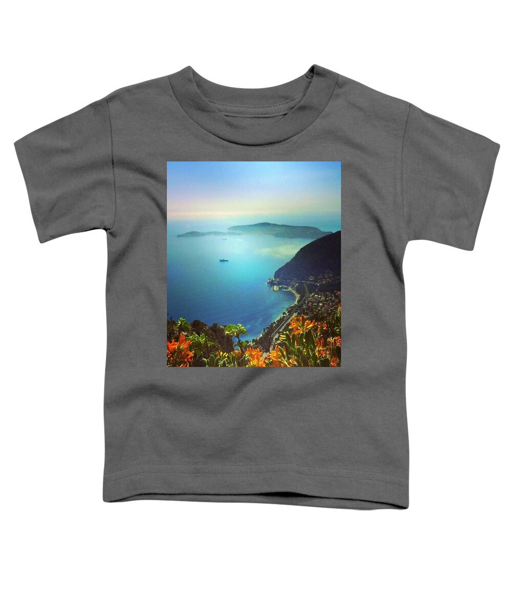 Coastline Toddler T-Shirt featuring the photograph Views From Eze France by Andrea Whitaker