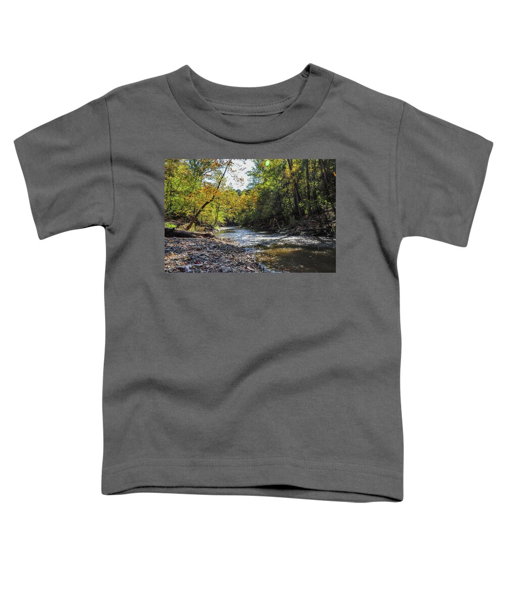 Falling Toddler T-Shirt featuring the photograph Falling Leaves - Wissahickon Creek by Bill Cannon