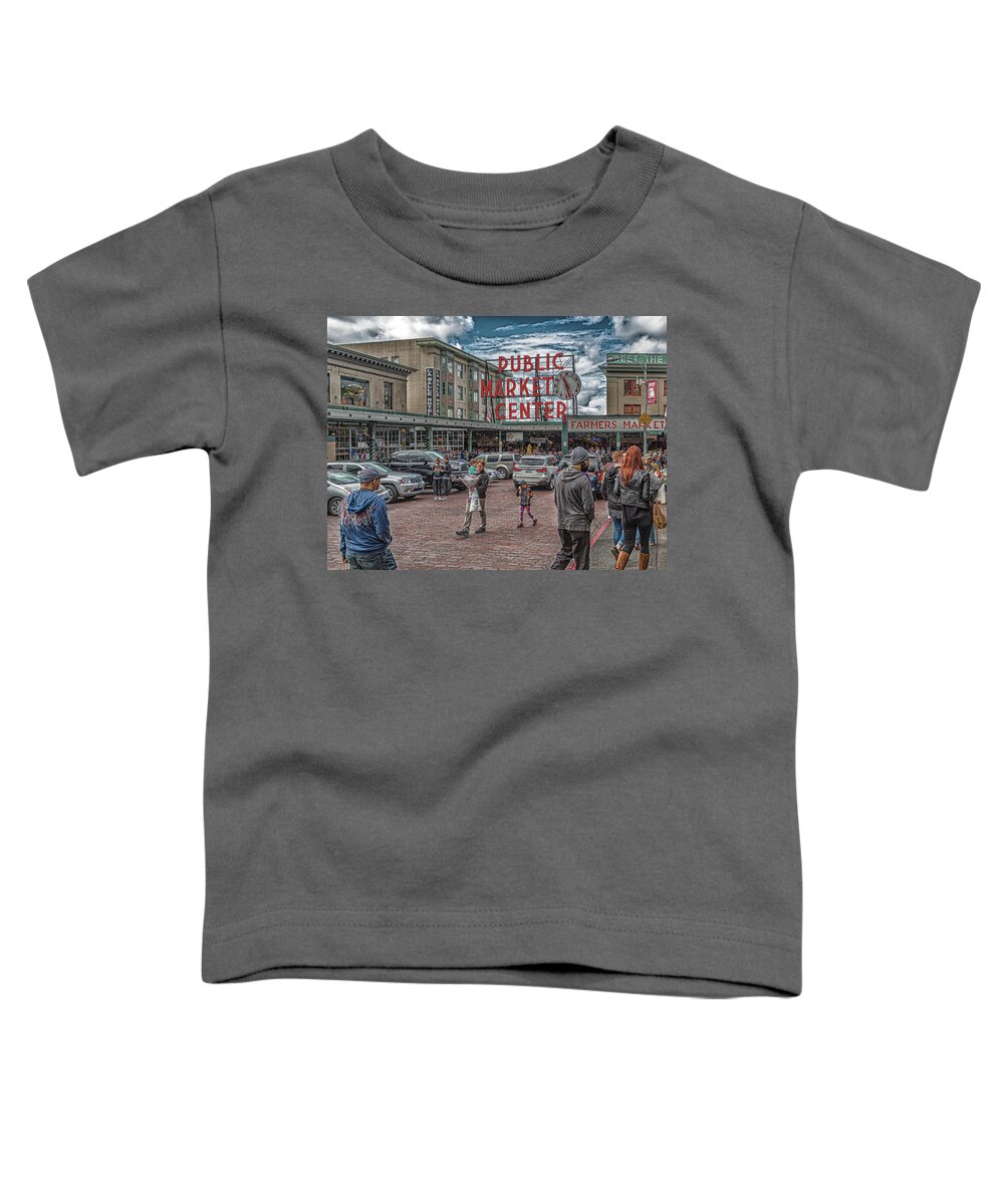 Pike Toddler T-Shirt featuring the photograph Families at Pike Place Market by Darryl Brooks