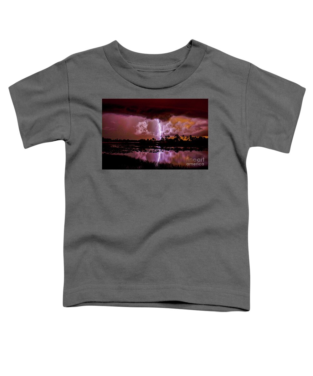 Lightning Toddler T-Shirt featuring the photograph Fire in the Sky by Quinn Sedam