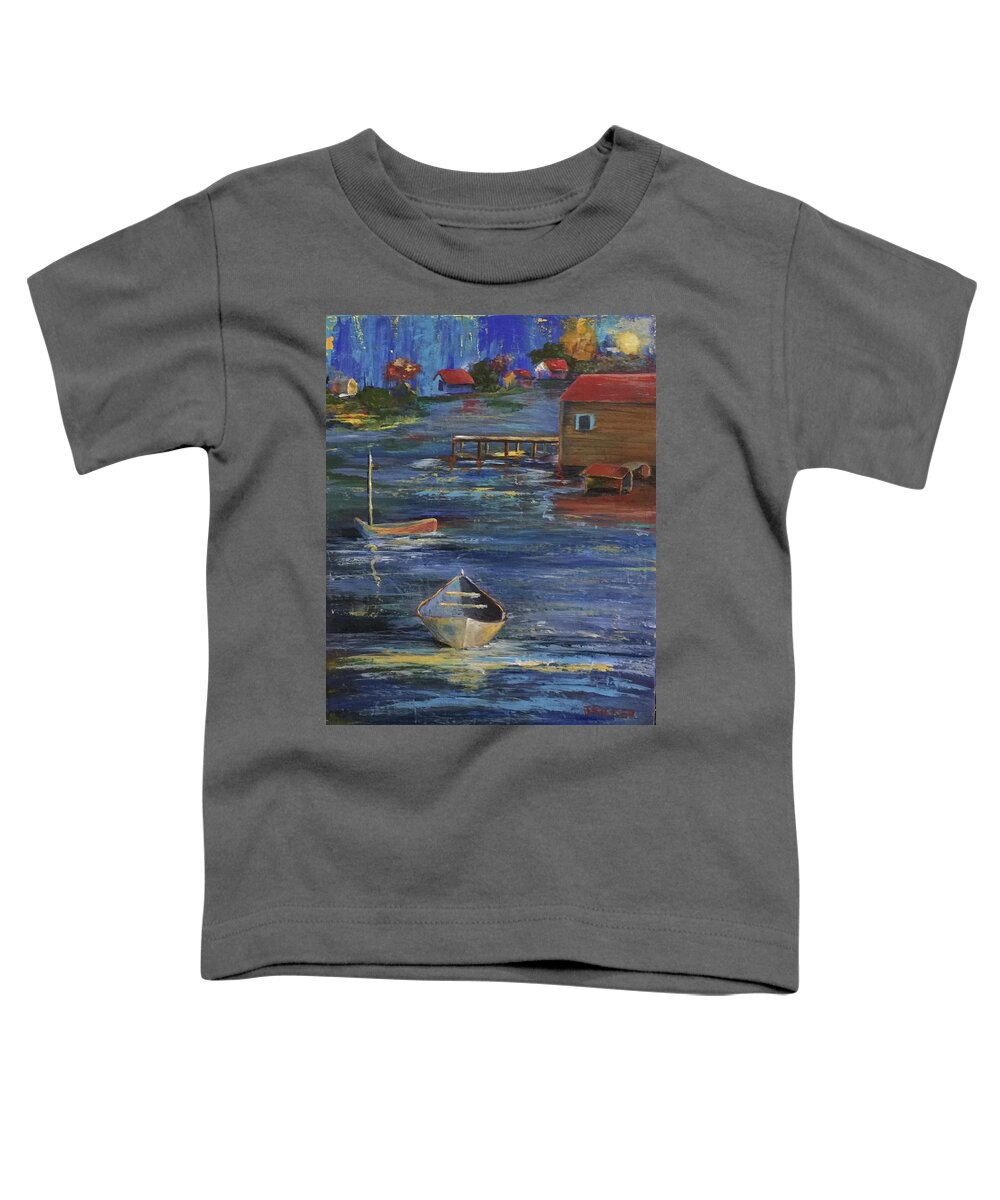 Fishermen's Retreat. Fish Toddler T-Shirt featuring the painting Fisherman's Retreat by Jane Ricker