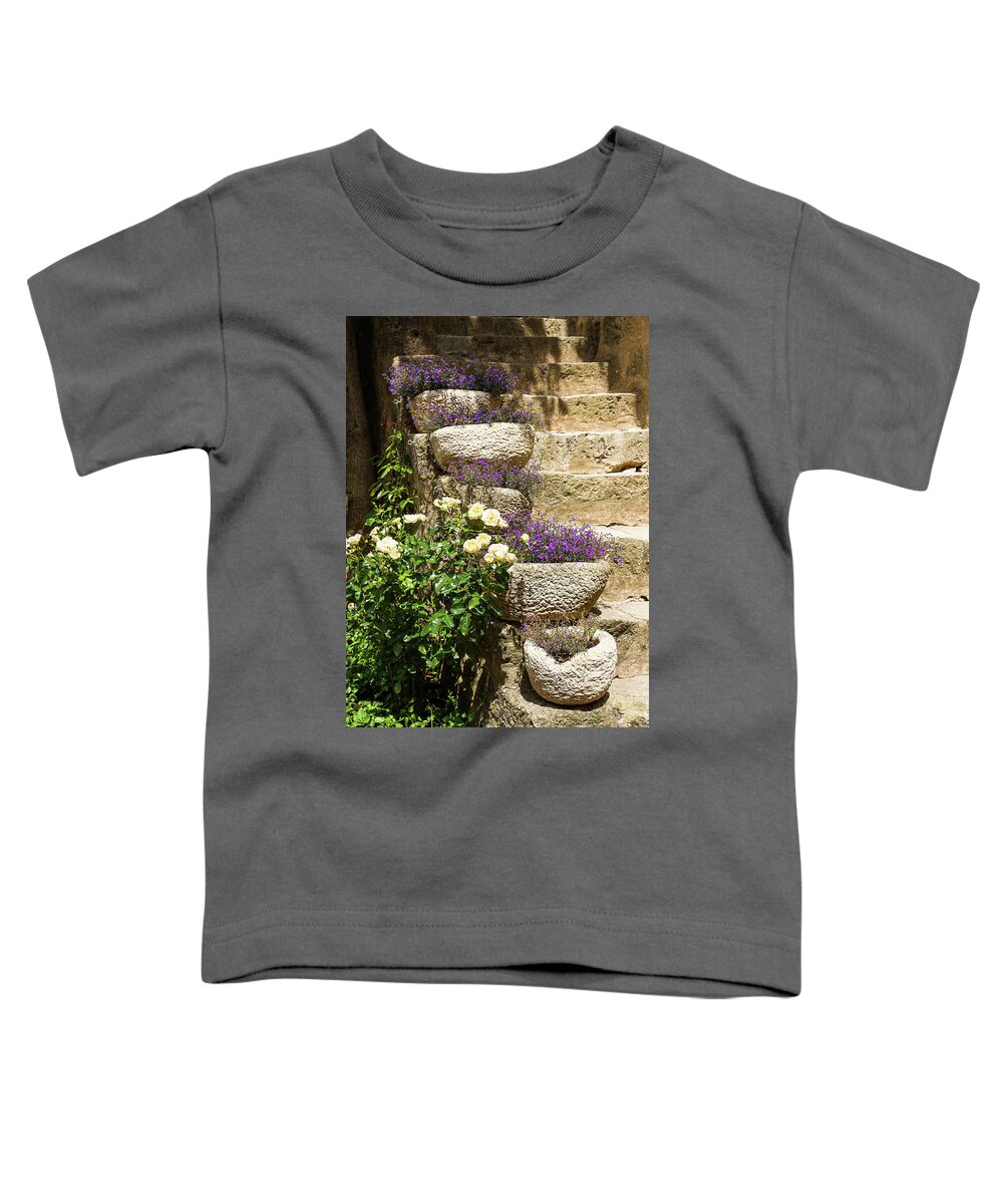 Flower Toddler T-Shirt featuring the photograph Flowered stairs - 2 by Paul MAURICE