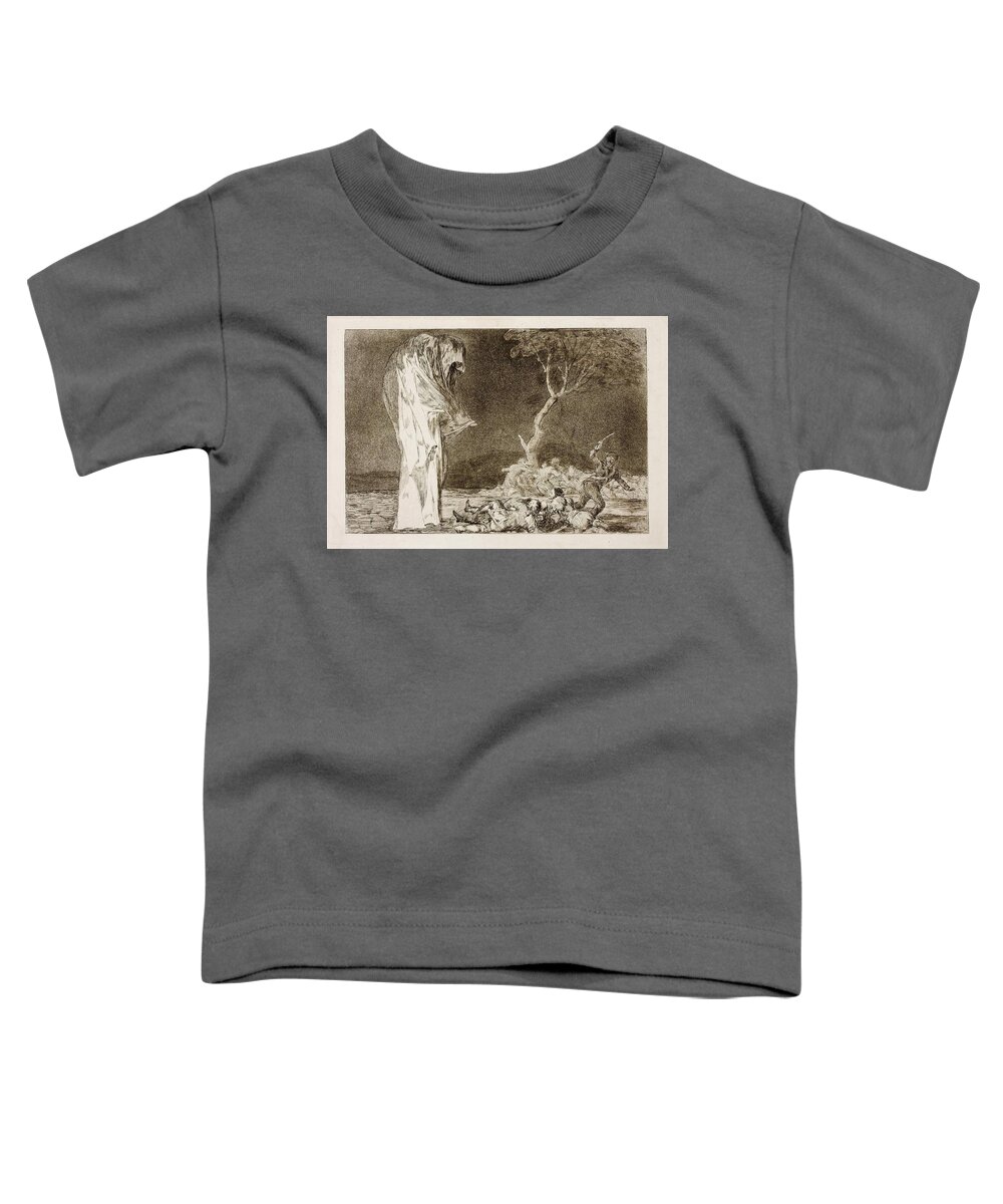 Francisco Jose De Goya Toddler T-Shirt featuring the painting 'Folly of fear'. 1815 - 1819. Etching, Aquatint, Burnisher, Drypo... by Francisco de Goya -1746-1828-