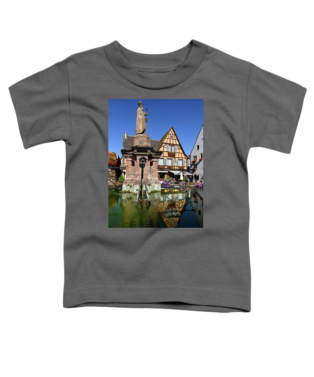 Eguisheim Toddler T-Shirt featuring the photograph Fountain Saint-Leon in Eguisheim, Alsace by RicardMN Photography