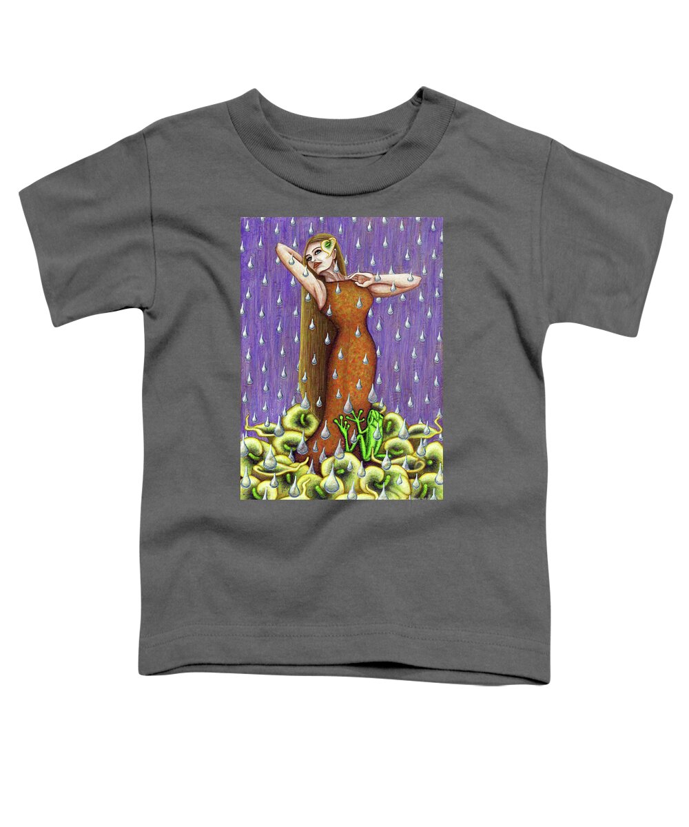 Frog Toddler T-Shirt featuring the painting Frog's Garden by Amy E Fraser