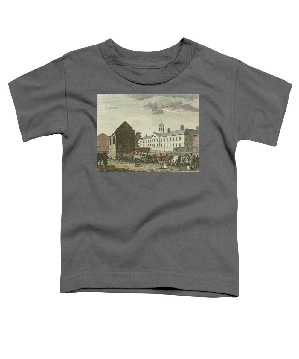 Walnut Street Jail Toddler T-Shirt featuring the drawing Gaol in Walnut Street by William Birch