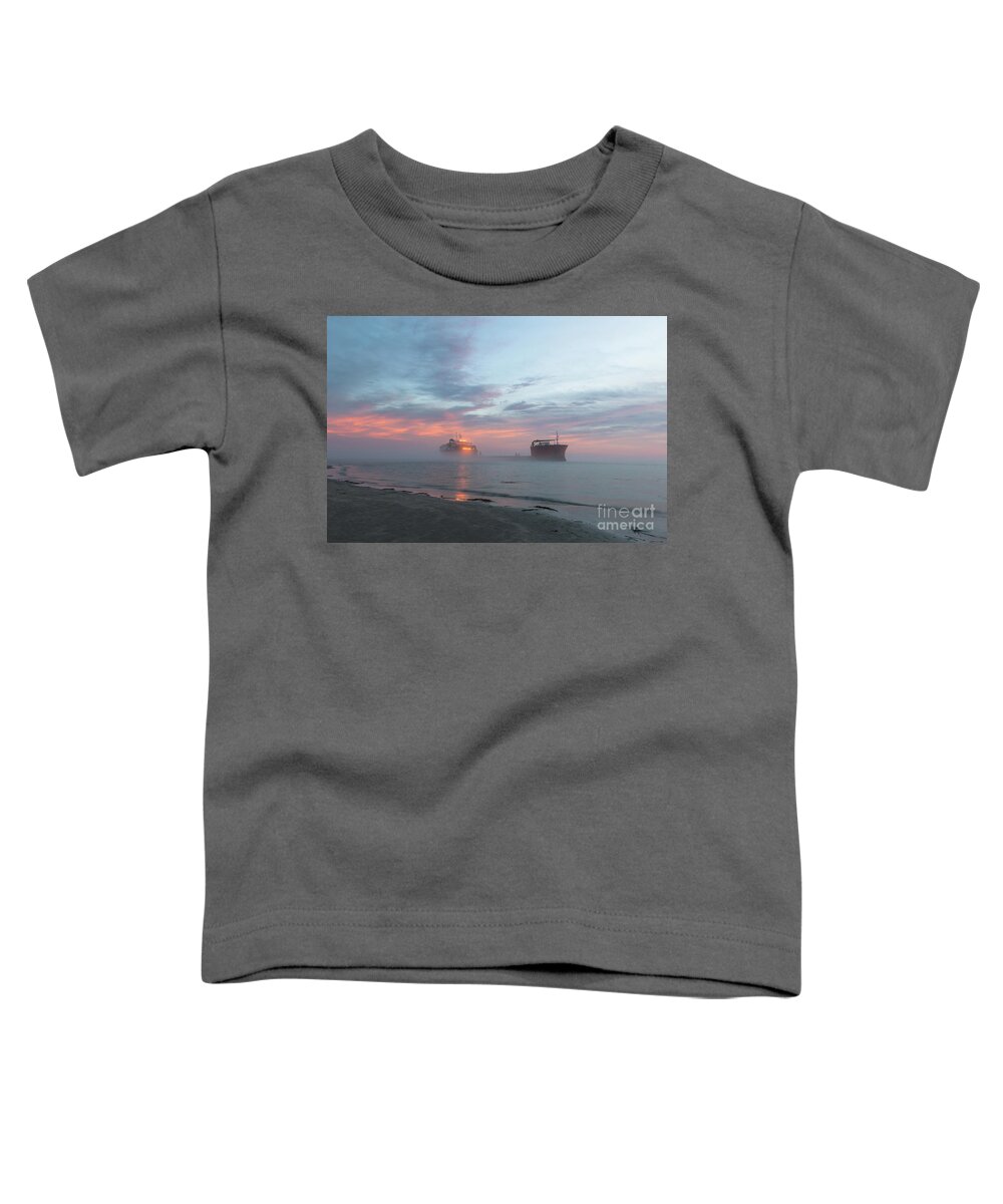 Fog Toddler T-Shirt featuring the photograph Ghost Ship - Foggy Twilight by Dale Powell