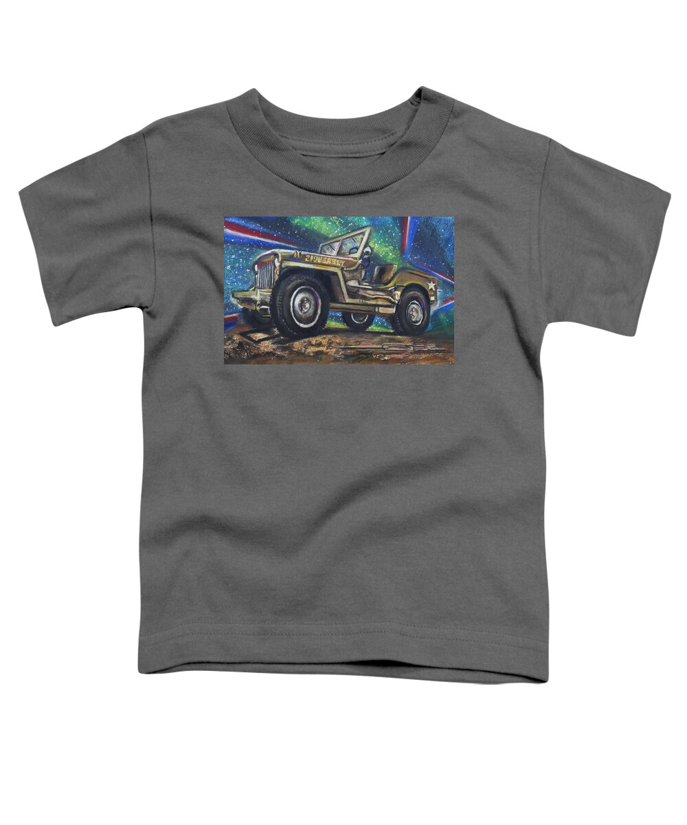 Willys Jeep Toddler T-Shirt featuring the pastel GrandPa Willie's Willys Jeep by Eric Dee