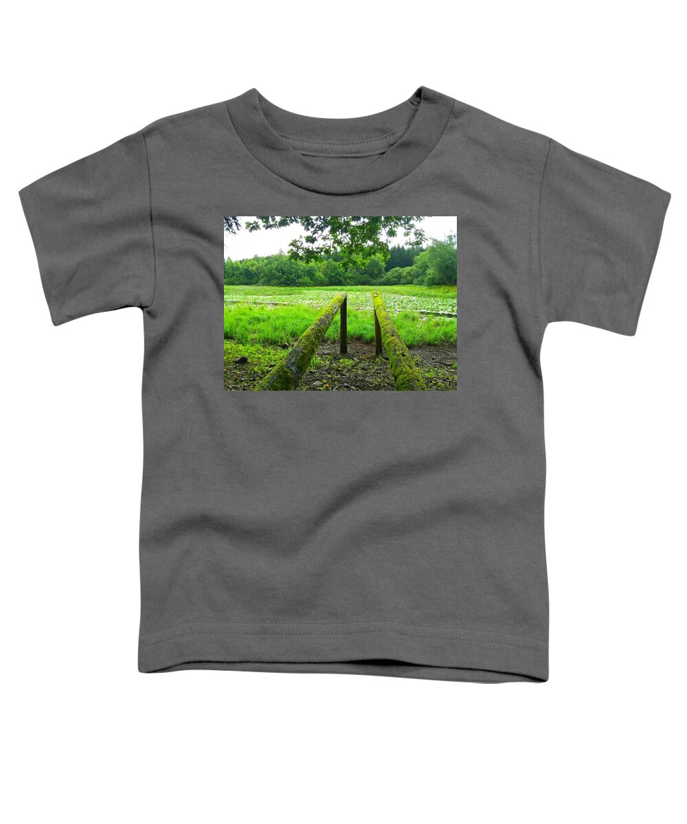 Green Pond Print Toddler T-Shirt featuring the photograph Green Grass Pond, France by Monique Wegmueller