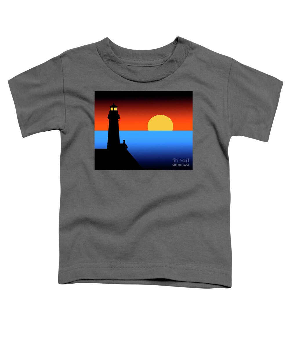Lighthouse Toddler T-Shirt featuring the digital art Guardian Lighthouse by Kirt Tisdale