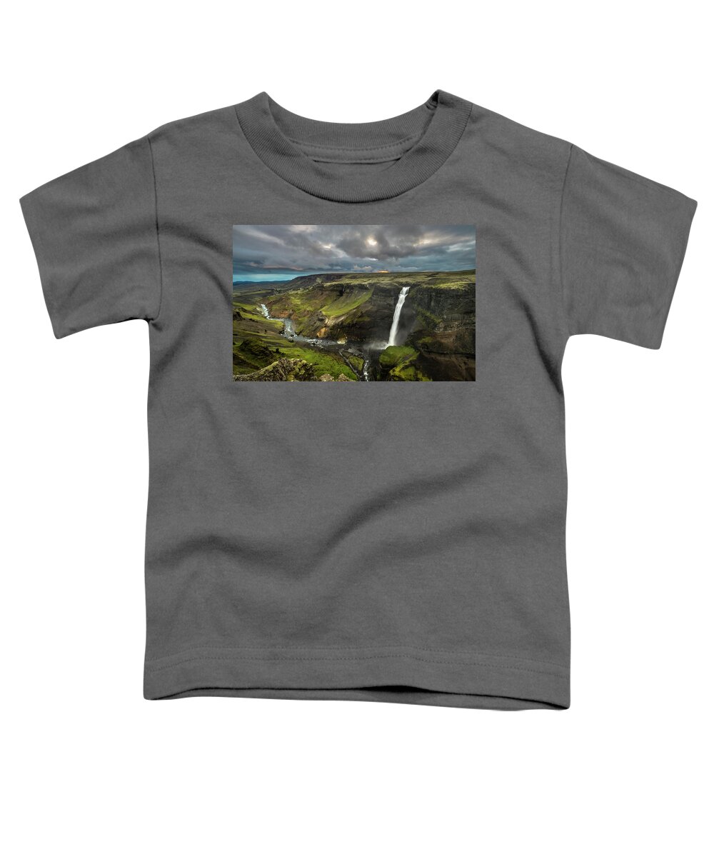 Iceland Toddler T-Shirt featuring the photograph Haifoss waterfalls-Iceland by Usha Peddamatham