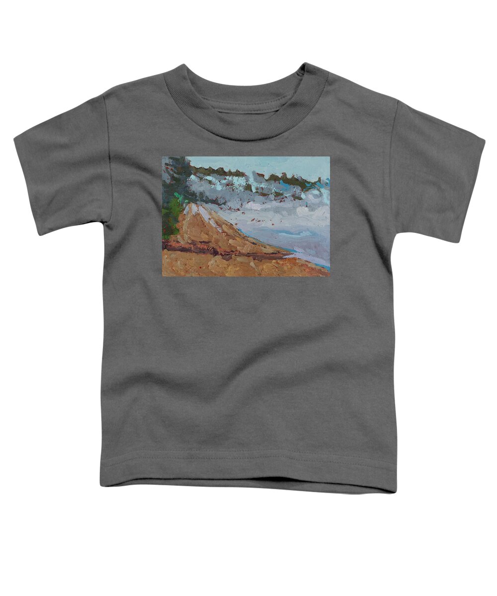 2118 Toddler T-Shirt featuring the painting Harmony Beach Fog and Drizzle by Phil Chadwick