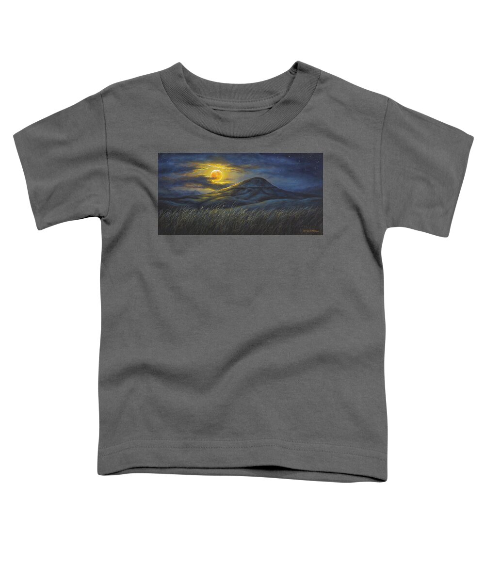 Belt Toddler T-Shirt featuring the painting Harvest Moon by Kim Lockman