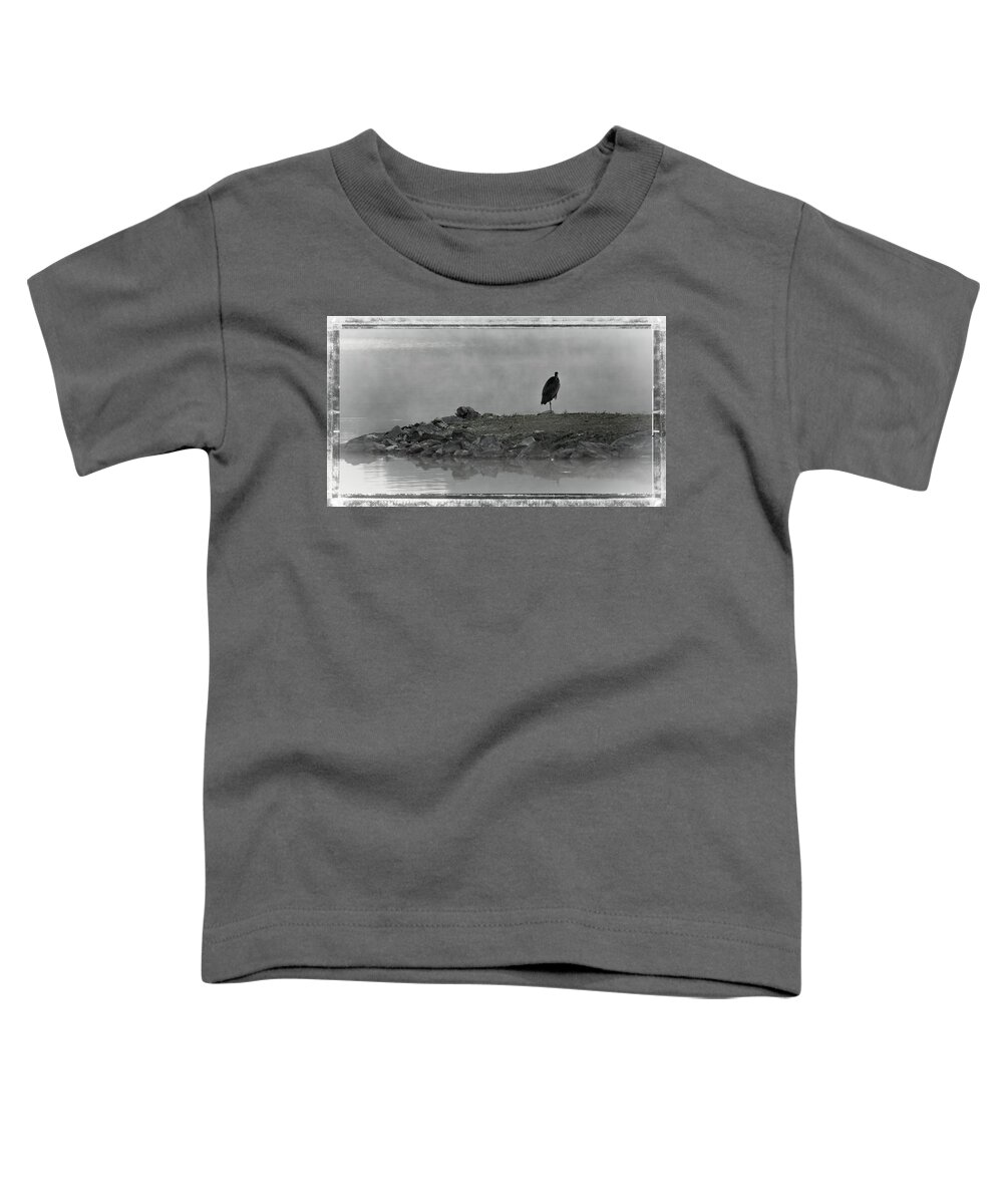 Wildlife Toddler T-Shirt featuring the photograph Heron In The Mist by John Benedict