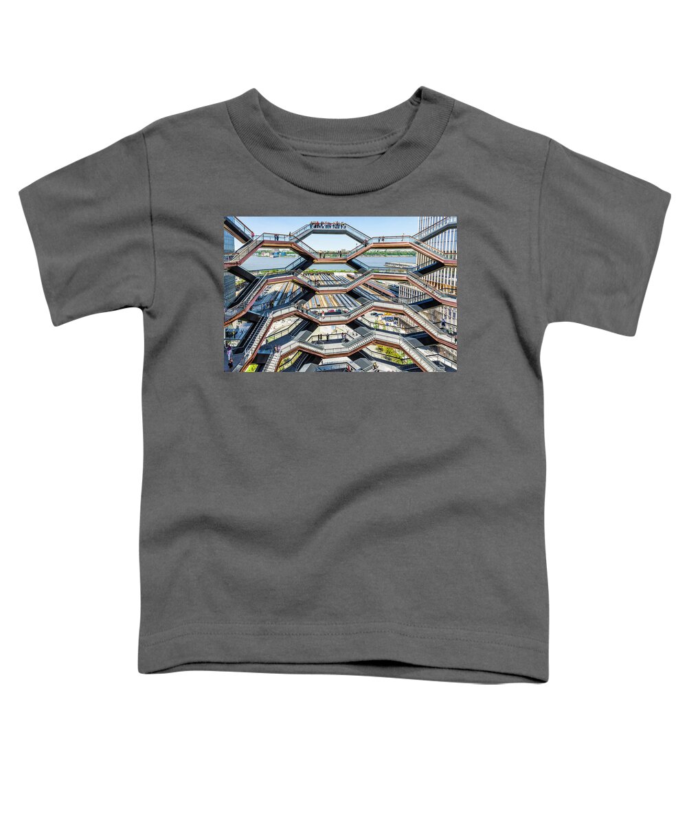 Urban Toddler T-Shirt featuring the photograph High Above the City by Fran Gallogly