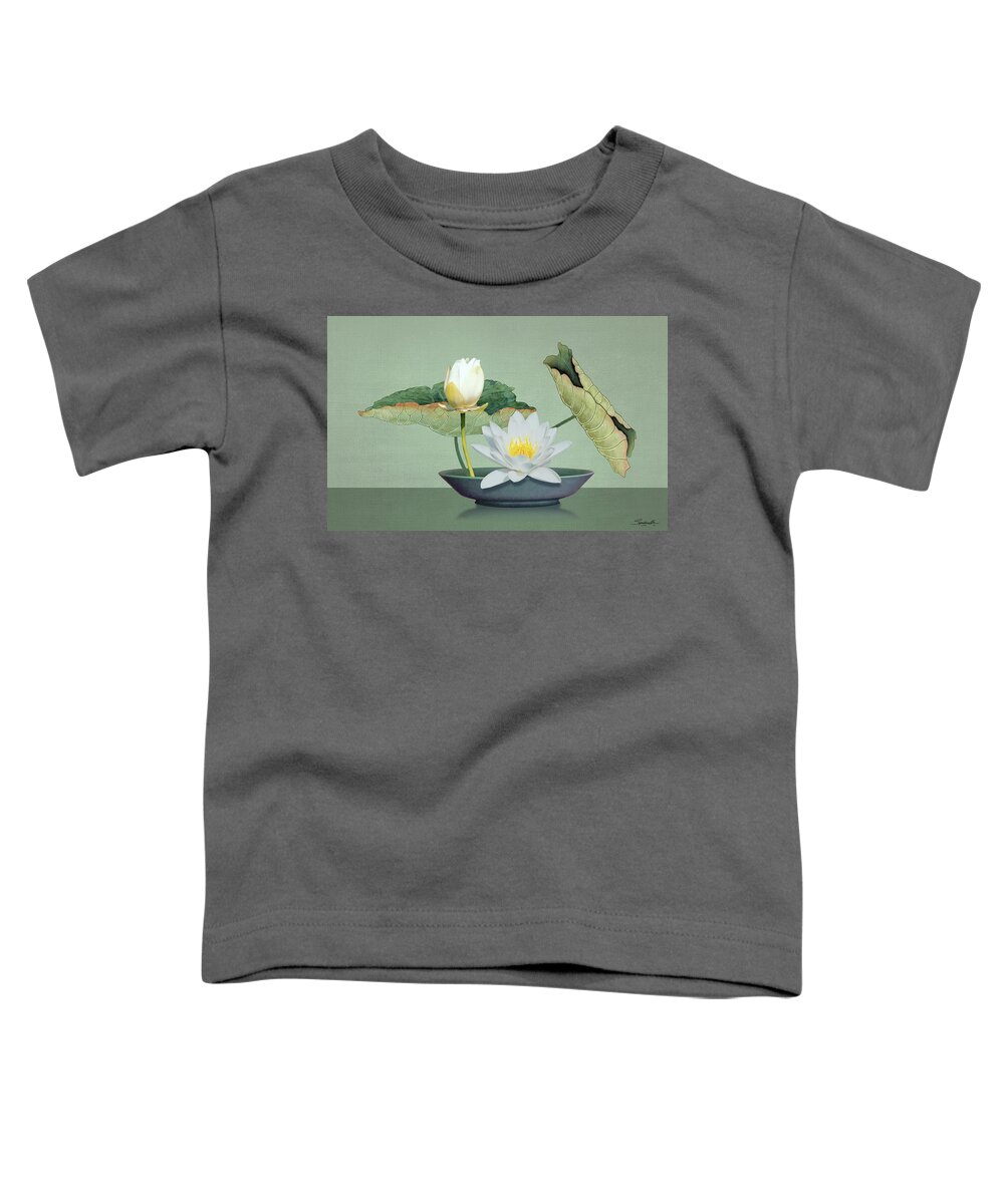Lotus Toddler T-Shirt featuring the digital art Ikebana and Lotus Flower by M Spadecaller
