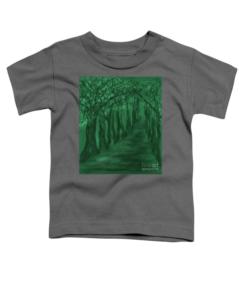 Love Green Toddler T-Shirt featuring the digital art Into the Forest by Annette M Stevenson