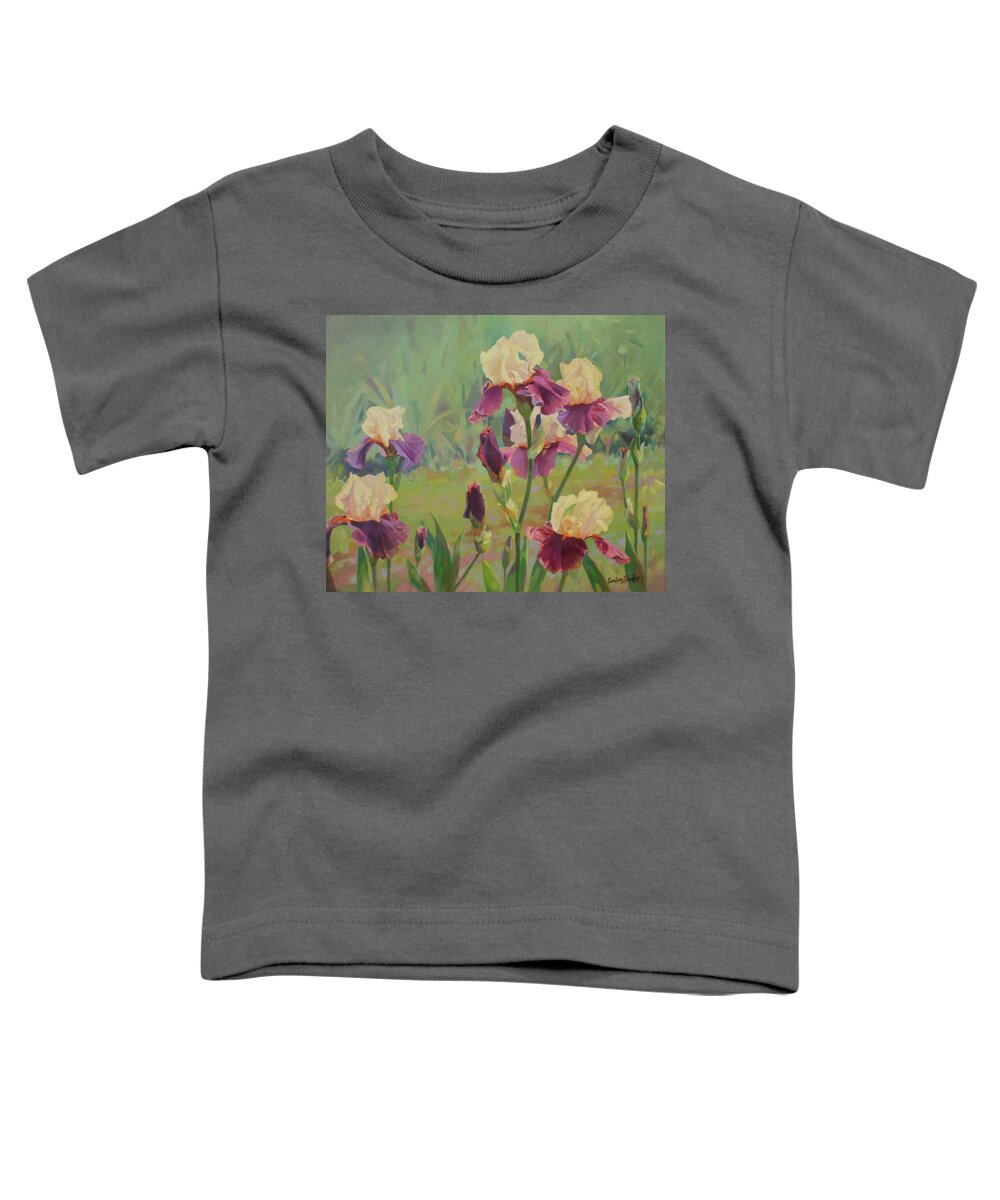 Flowers Toddler T-Shirt featuring the painting Irises by Carolyne Hawley