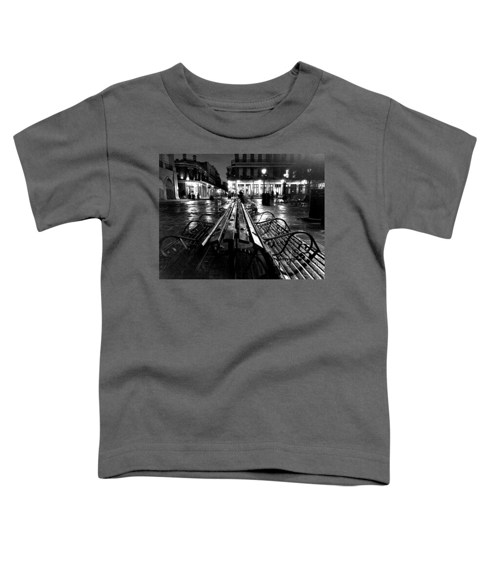 Amzie Adams Toddler T-Shirt featuring the photograph Jackson Square In The Rain by Amzie Adams