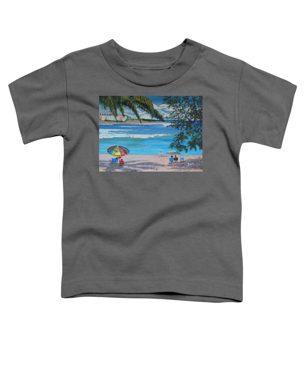 Jobo Beach Toddler T-Shirt featuring the painting Joyful Time by Luis F Rodriguez