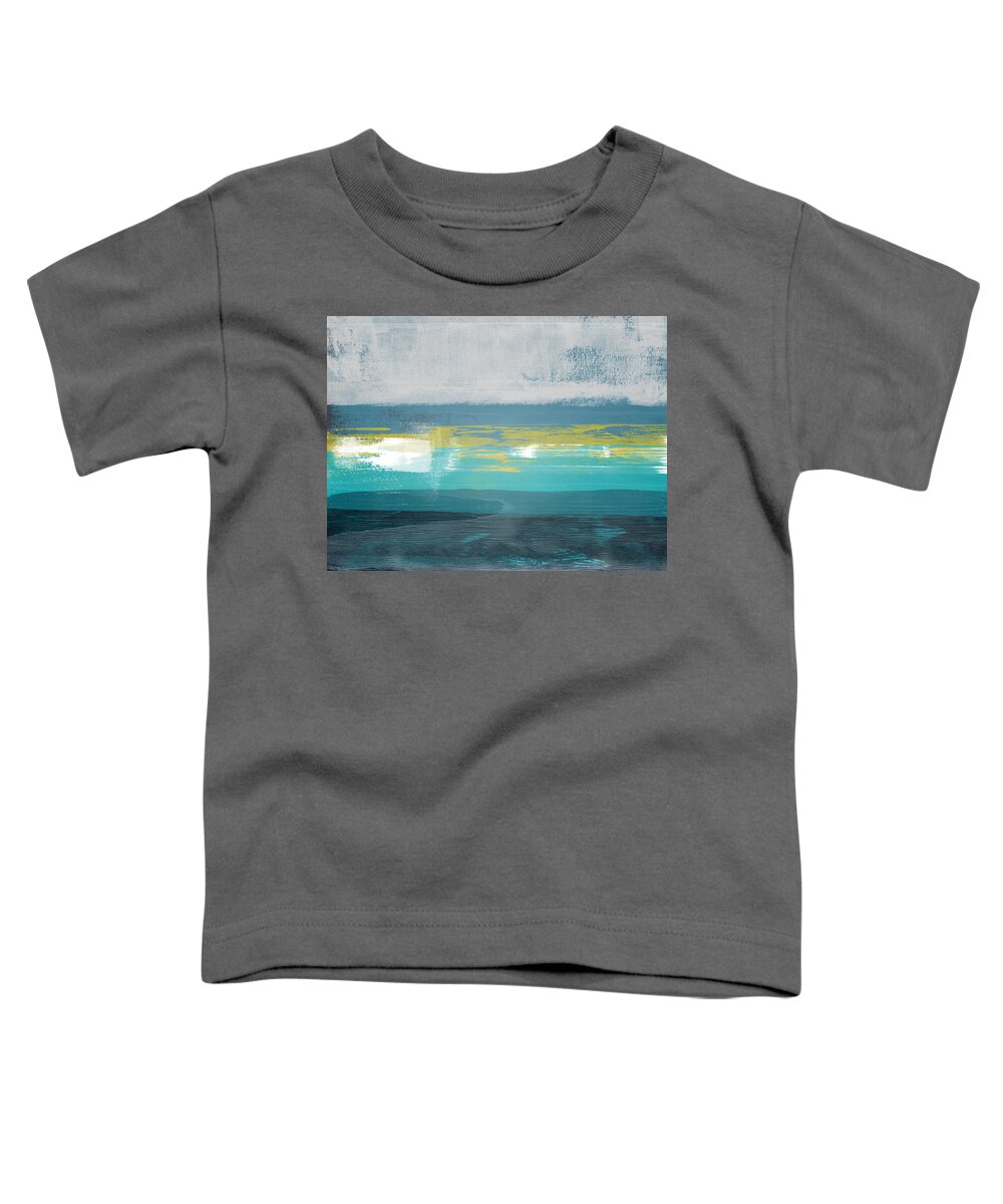 Abstract Toddler T-Shirt featuring the painting Jungle Blue Horizon Abstract Study by Naxart Studio