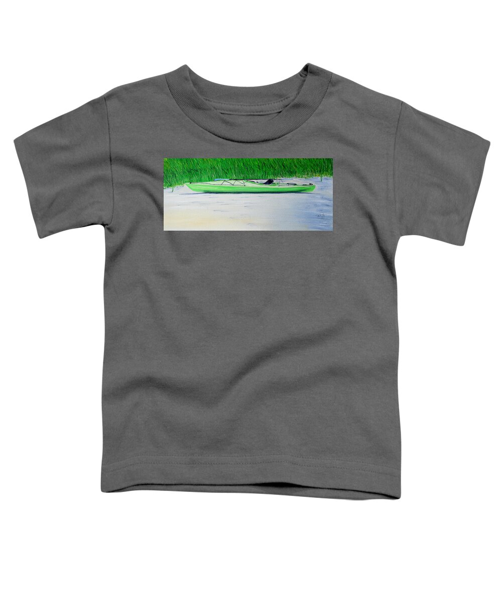 Kayak Toddler T-Shirt featuring the painting Kayak Essex River by Paul Gaj