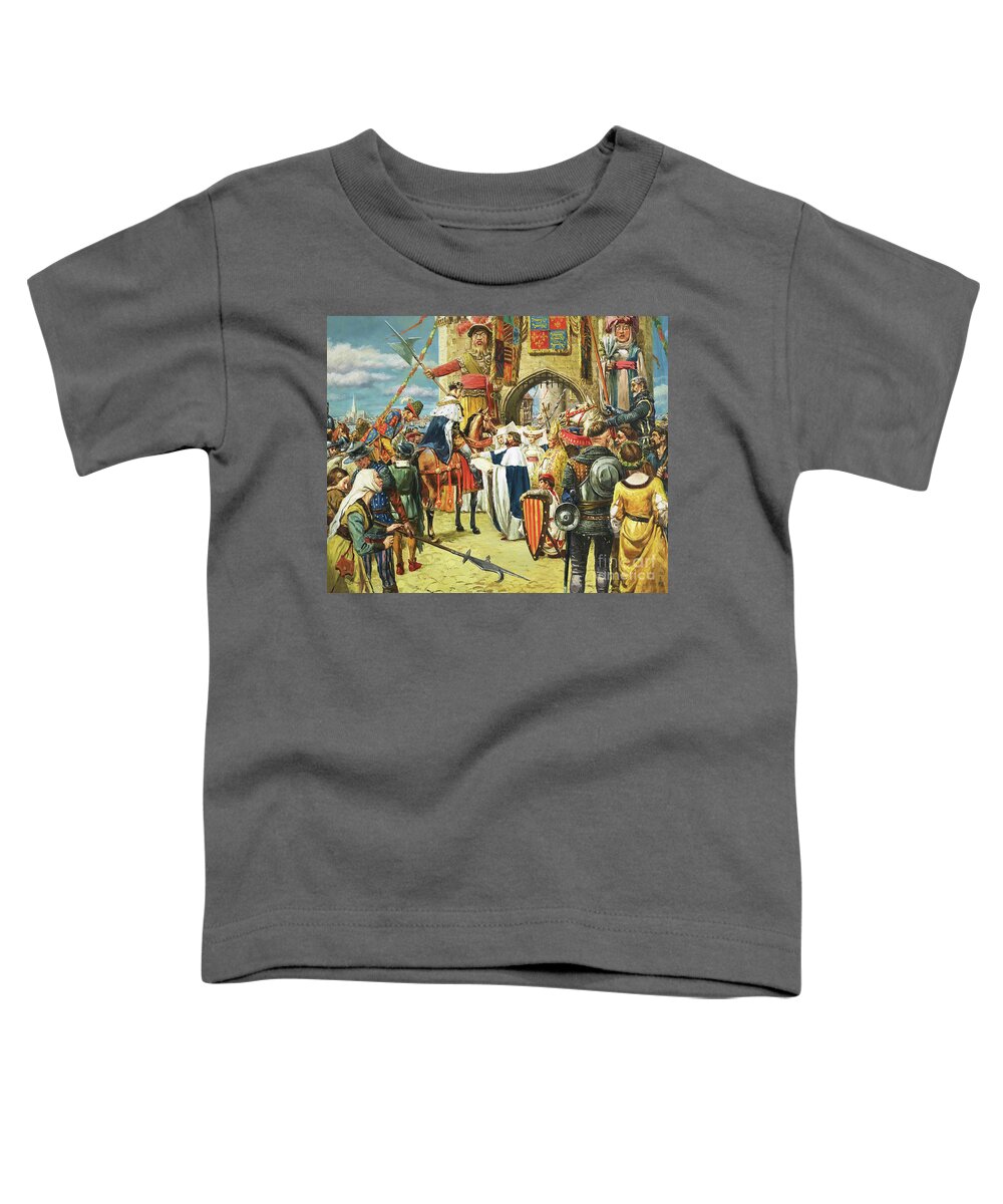 King Henry V?s Triumphal Return To London After His Victory At Agincourt Toddler T-Shirt featuring the painting King Henry V?s Triumphal Return To London After His Victory At Agincourt by Cl Doughty