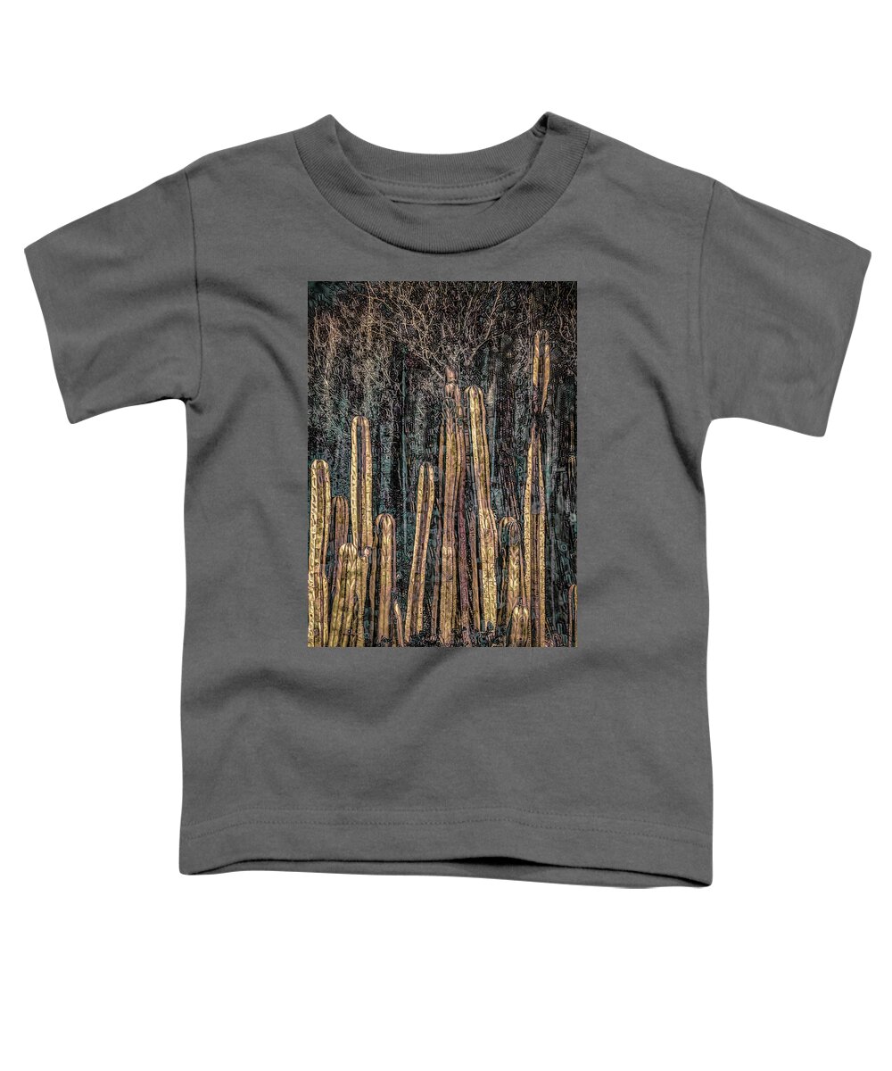Klimt Toddler T-Shirt featuring the digital art Klimt Cacti Trio C by Sandra Nesbit