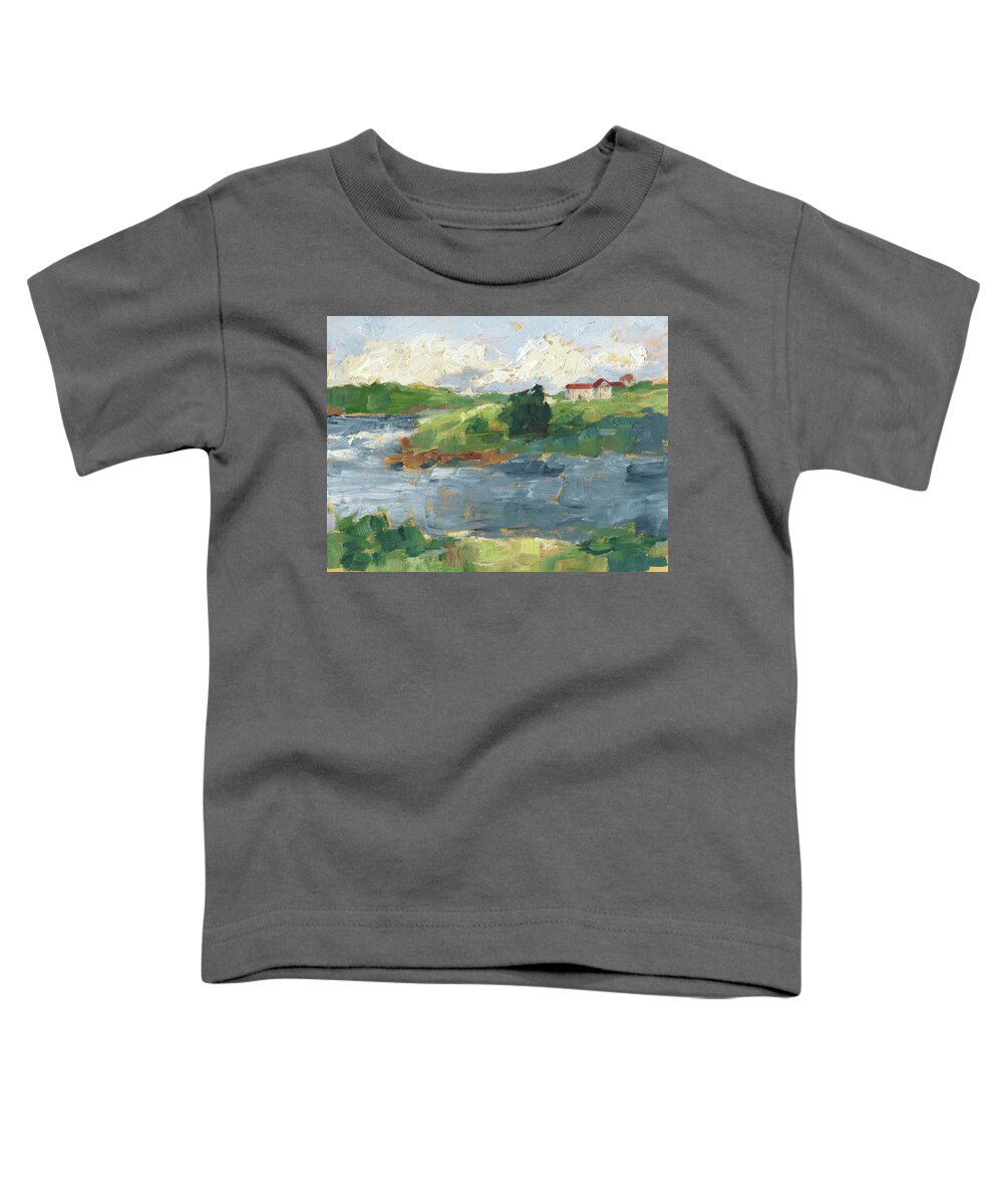 Landscapes & Seascapes+lakes & Rivers Toddler T-Shirt featuring the painting Lakeside Cottages Iv by Ethan Harper