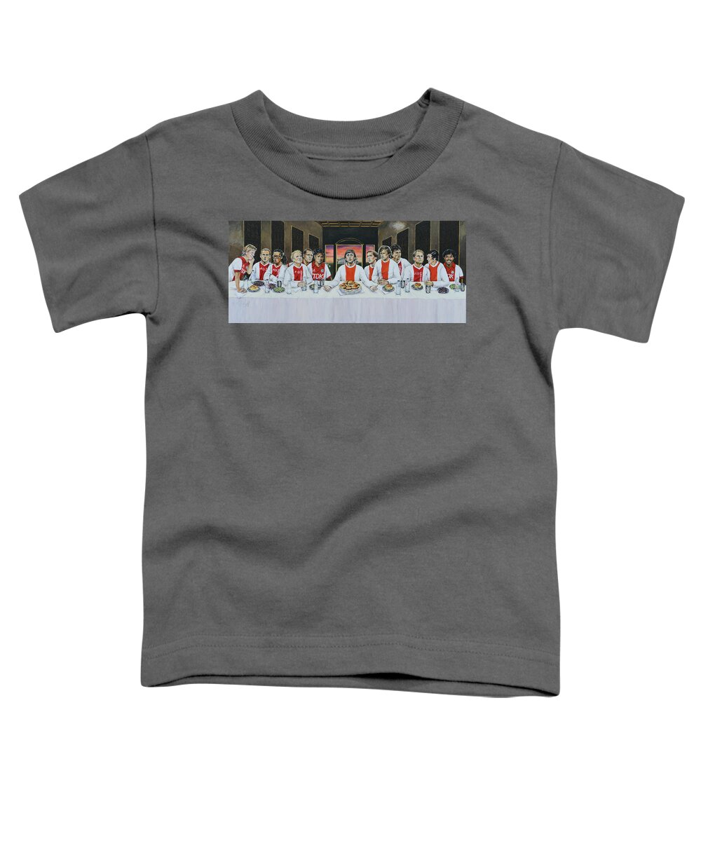 Ajax Toddler T-Shirt featuring the painting Last supper of Johan Cruijff by Lucia Hoogervorst