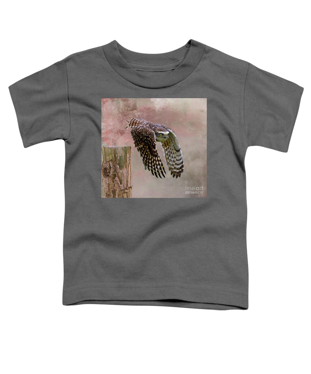 Burrowing Owl Toddler T-Shirt featuring the mixed media Leap of Faith by Kathy Kelly