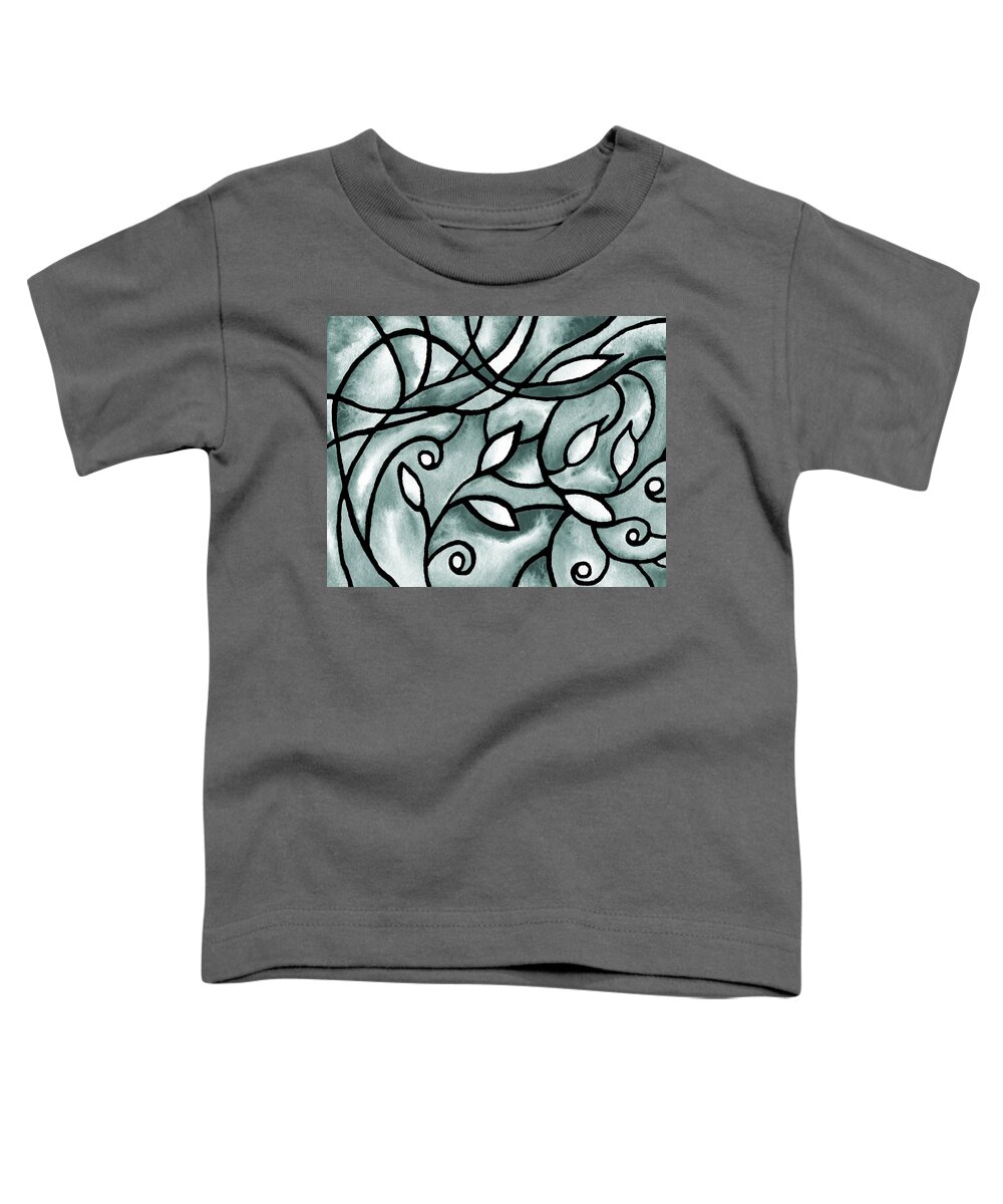 Nouveau Toddler T-Shirt featuring the painting Leaves And Curves Art Nouveau Style VII by Irina Sztukowski
