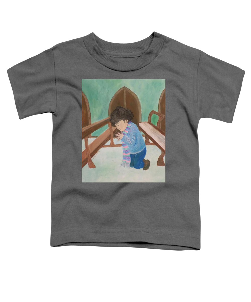 Children Praying Toddler T-Shirt featuring the painting Let the Little Children Come to Him by Christy Saunders Church