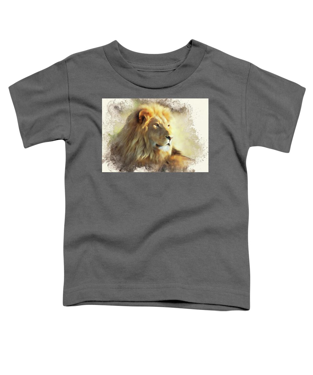 Lion King Toddler T-Shirt featuring the painting Lion King - 08 by AM FineArtPrints