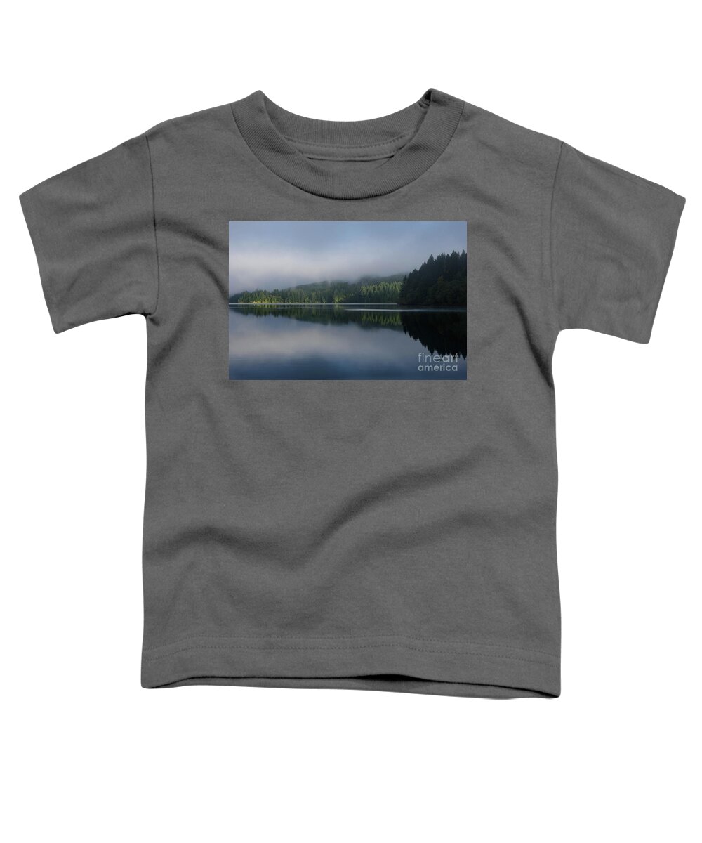 Oregon Toddler T-Shirt featuring the photograph Low Fog on Lost Lake by Jeff Hubbard