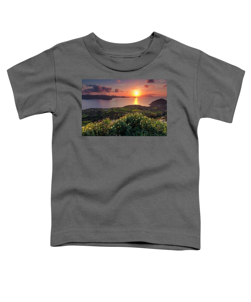 Aegean Sea Toddler T-Shirt featuring the photograph Magnificent Greek Sunset by Evgeni Dinev