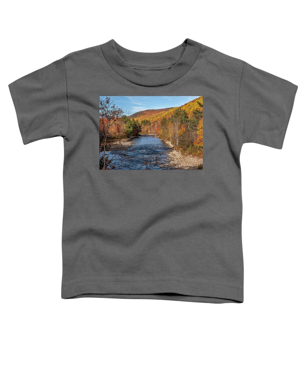 Main Fall Colors Maine America Toddler T-Shirt featuring the photograph Maine Fall Colors on the Carrabassett River by Daniel Hebard